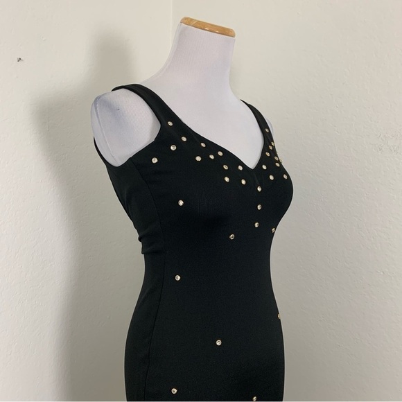 Vintage Moda International 90s Y2K Studded jeweled crystal Bodycon Mini Dress XS - Picture 16 of 16